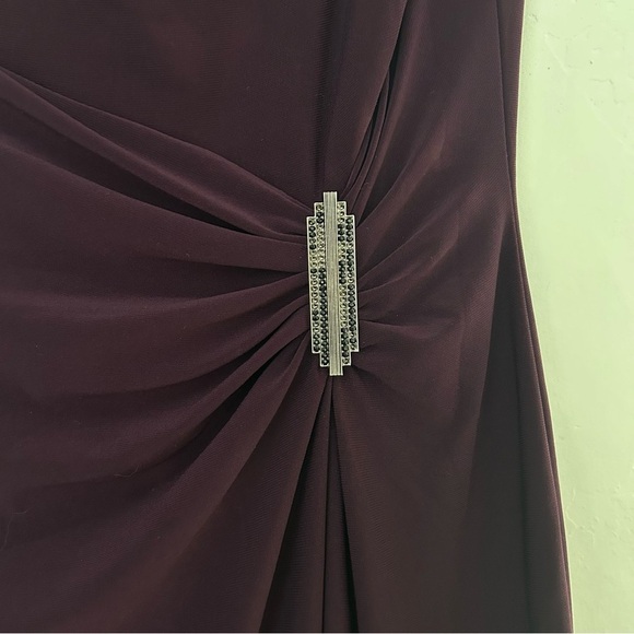 Lauren Ralph Lauren Purple Formal Dress Slinky Size 4 Gathered Waist Cowl Neck - Picture 6 of 11